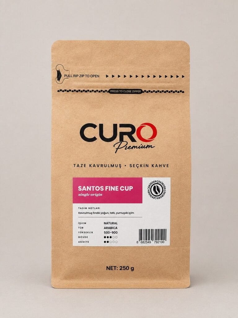 CURO Premium Santos Fine Cup single origin çekirdek kahve 250g paketi